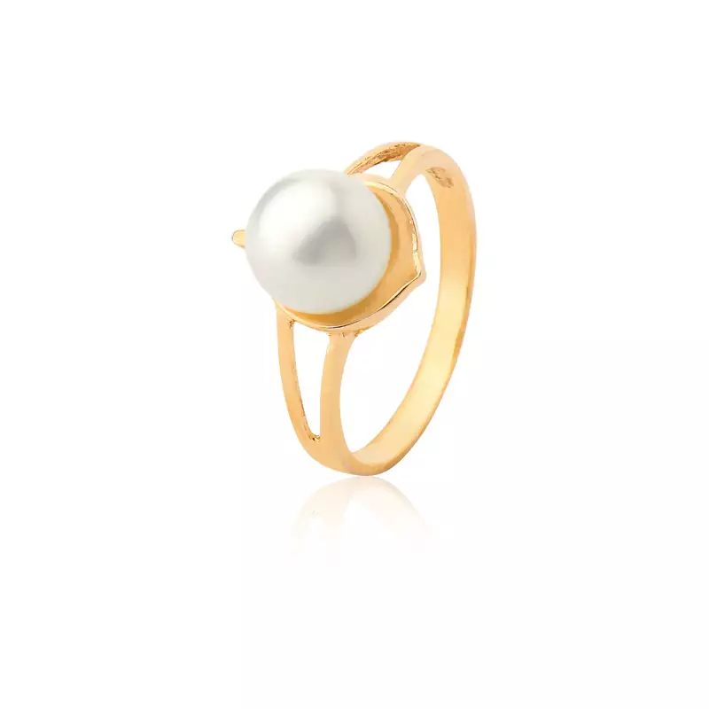 Anel de Pérola Natural em Ouro 18k